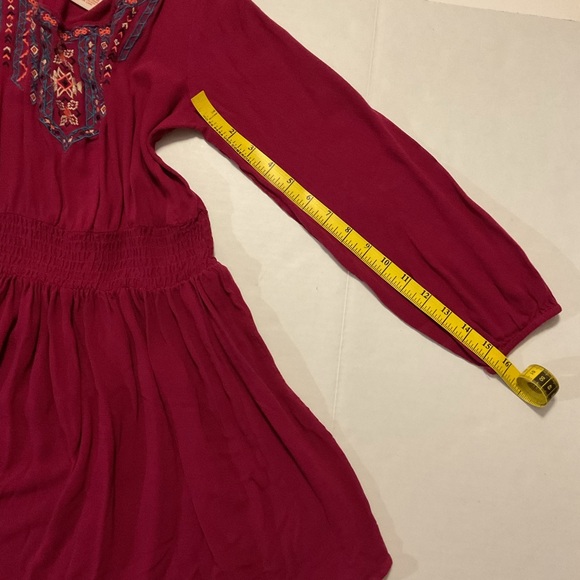 Flying Tomato Embroidered Dress Long Sleeve Burgundy - Picture 6 of 9